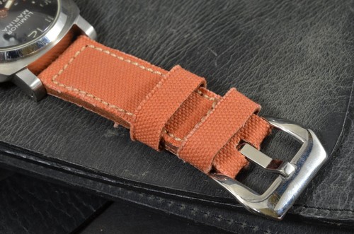CORREA RELOJ 26 24 22 MM CANVAS MARRON SIENNA GENUINO CUERO APTA PANERAI MASTRAP - Bild 10 von 13