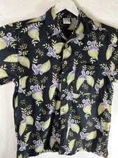 Vintage Op Sport Hawaiian Shirt Floral Black Mens Small Cotton Casual Business