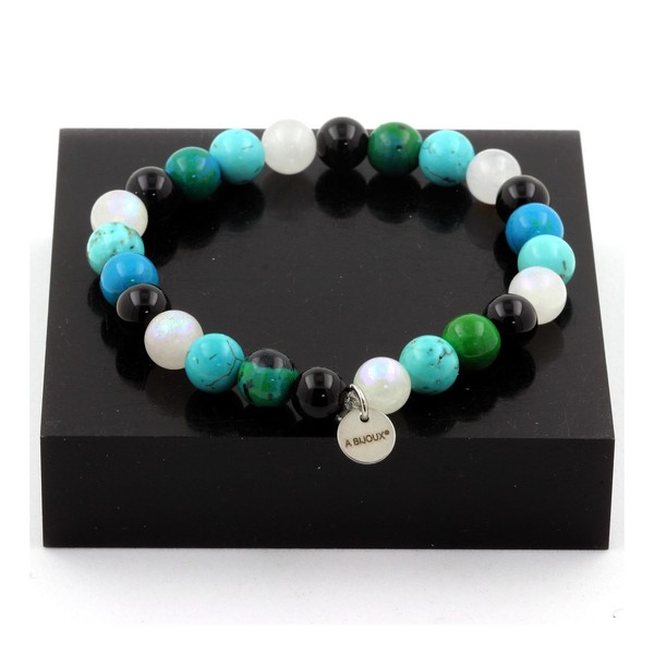 Mineralien Und Edelsteine. Perlenarmband Chrysokoll + TüRkis + Stein-image