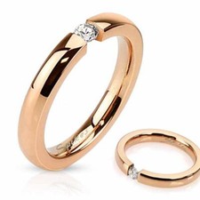 Damen Ring  Edelstahl rosé gold  Zirkonia Spannring  Partnerring  Verlobungsring