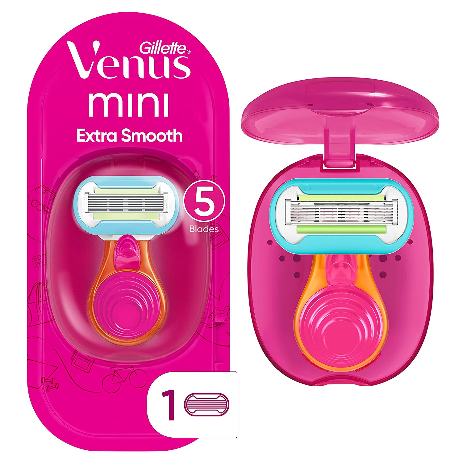 Gillette Venus Extra Smooth On The Go Razor For Women, Handle + 1 Blade Refill +