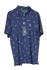 NWT William Murray Men's “Tis The Season” Print Golf Polo Navy Size Medium