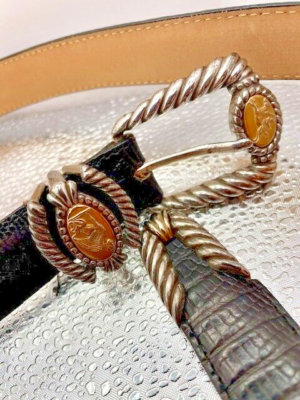 vintage brighton museum collection black leather belt size S Vintage 1994 Brighton Leather Museum Collection Black Belt  main image 2