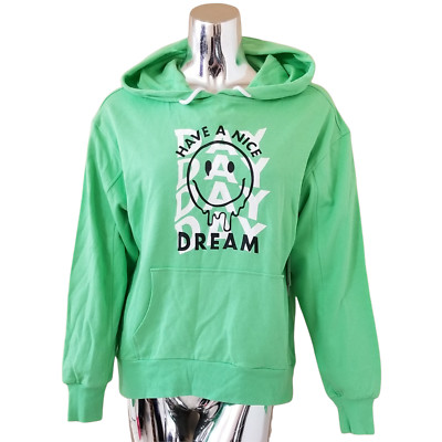 BP. Hoodie Sweatshirt Womens XS Green White Smily Face Have a Nice Dream