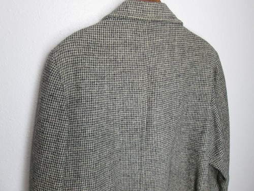 Vintage Macy's Harris Tweed Long Overcoat L Top Coat Wool Woven Check Scottish - Picture 12 of 17
