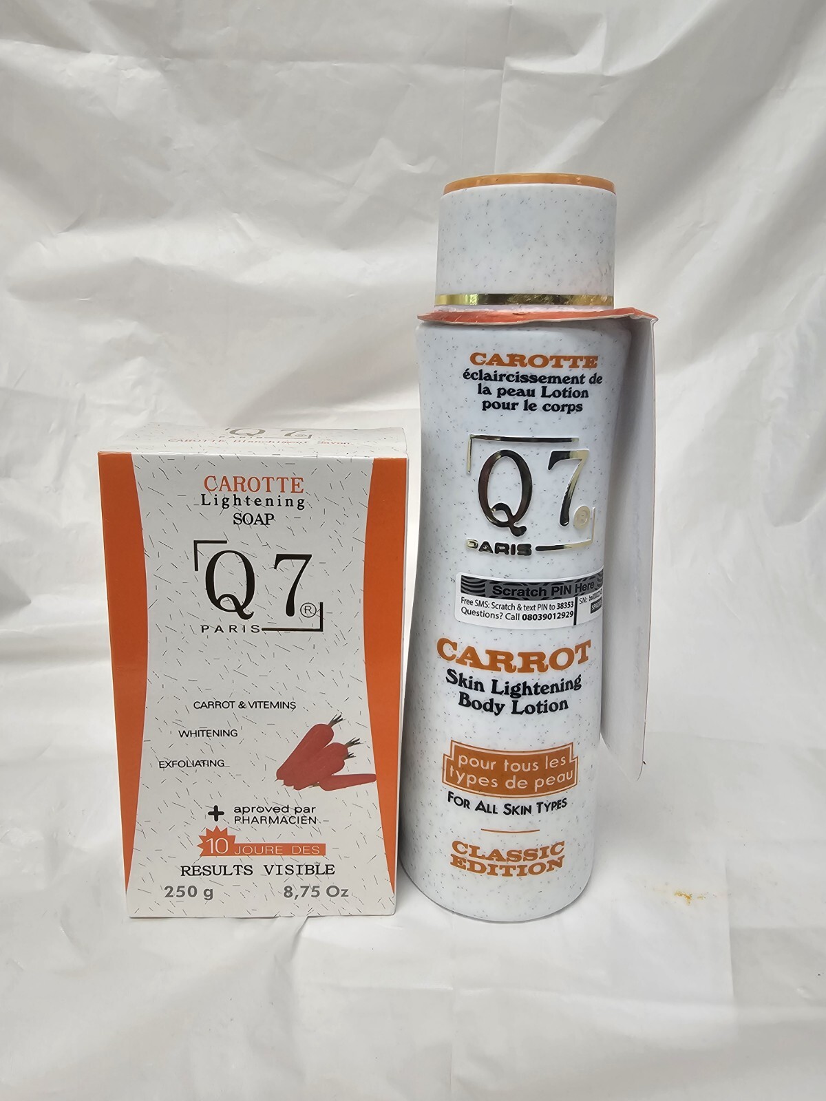 Q7 Carrot Lightening Body Milk & Soap 300ml 