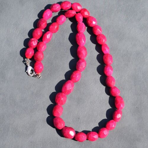 Faceted 374 Cts Earth Mined Red Ruby Oval Shape Beads Womens Necklace JK 15E396 - Zdjęcie 1 z 7