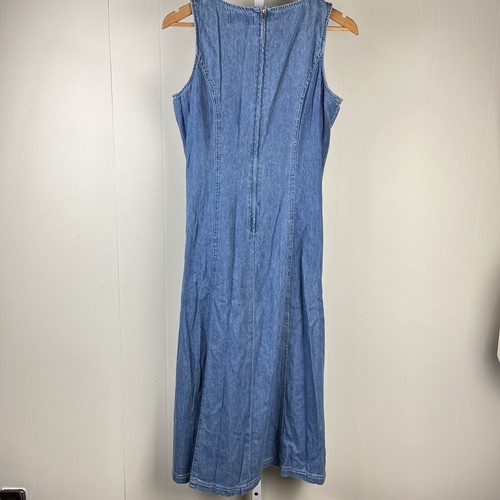 Vintage 90s Giorgio Sant'Angelo Denim Maxi Dress Sleeveless Cotton Womens 12P - Picture 5 of 7