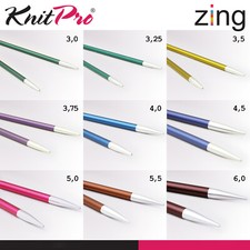 KnitPro Zing Austauschbare Nadelspitzen Länge 10 cm Aluminium 9 Größen
