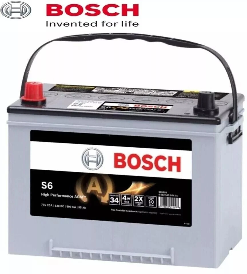 Nueva Batería BOSCH AGM Válvula Regulada S6 BCI Grupo 34 CCA 775 120 Reserva 55 Amp Foto 2 de 2