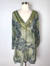 Advance Apparels Women's Beaded Sequins V-Neck Tunic Beach Cover Up O/S NWT