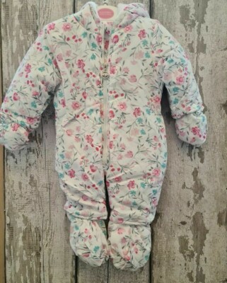 Baby Mädchen Schneeanzug weiß Blumen / All in One / Mantel