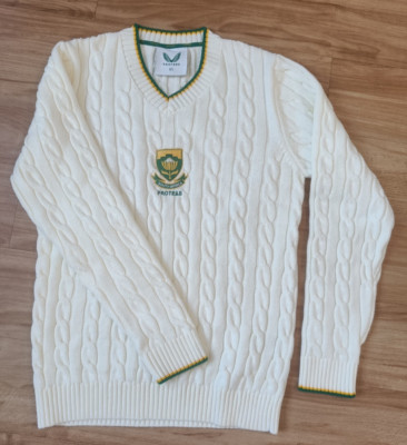 South Africa Cricket Sweater Jumper --- Cream --- Long Sleeve--- XS 