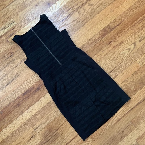Eileen Fisher Striped Viscose Stretch Ponte Dress w/ Solid Side Panels Size 4P - Picture 6 of 8