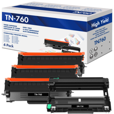 TN760 Toner+DR730 Drum Compatible with Brother MFC-L2730DW DCP-L2550DW LOT