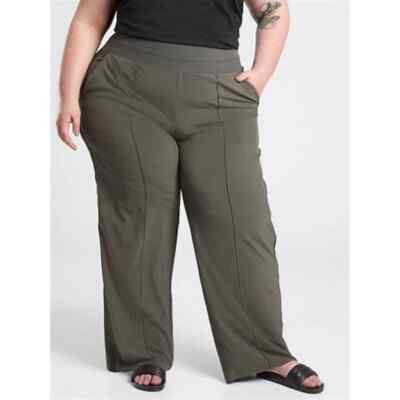 plus size green dress pants Athleta Nolita Wide Leg Olive 24 details:Fringe