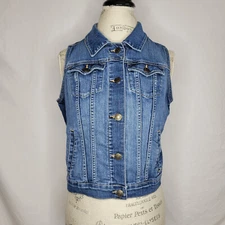 Old Navy Women's Denim Vest Button Up Pockets Size M