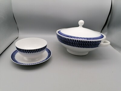 Eschenbach Terrine Suppenterrine mit Deckel und Sausiere Kobaltblau 50er (055