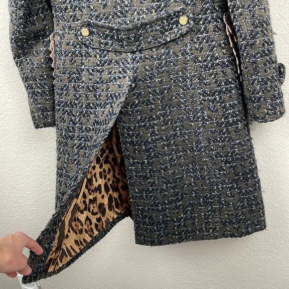 Dolce & Gabbana Crochet Lace Trim Tweed Coat Wool… - image 5