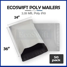50 24x35 LARGE EcoSwift White Poly Mailers Shipping Envelopes Self Sealing Bags
