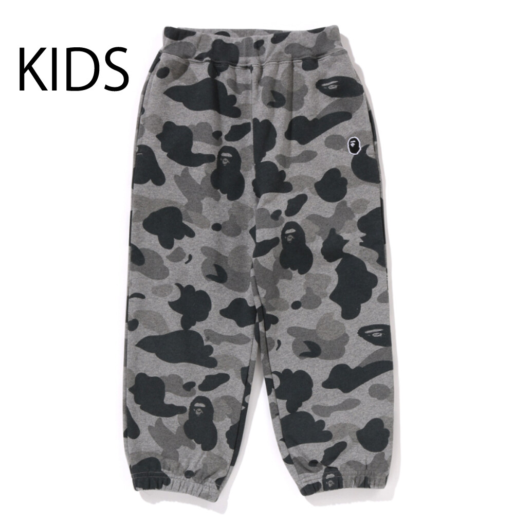 A BATHING APE BAPE KIDS HEATHER GRAY CAMO SWEAT PANTS 1K80352002 