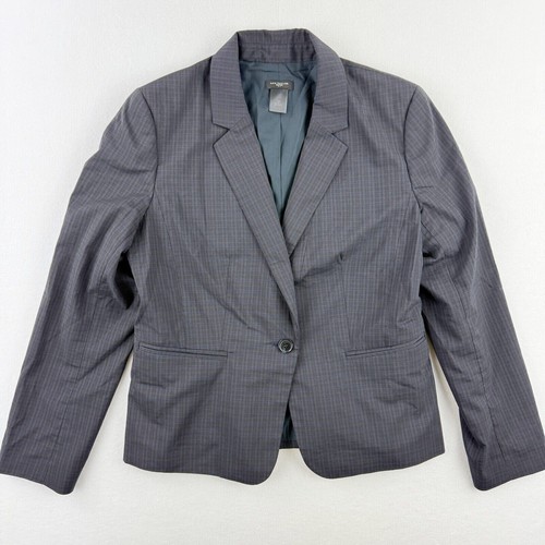 Ann Taylor Blazer Petite Pinstripe Career Office Gray Jacket Size 10P
