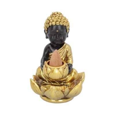 Nemesis Now Black & Gold Baby Buddha Backflow Incense Burner 10.3cm