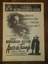 Arch of Triumph, Ingrid Bergman, Charles Boyer, Great Pressbook #782