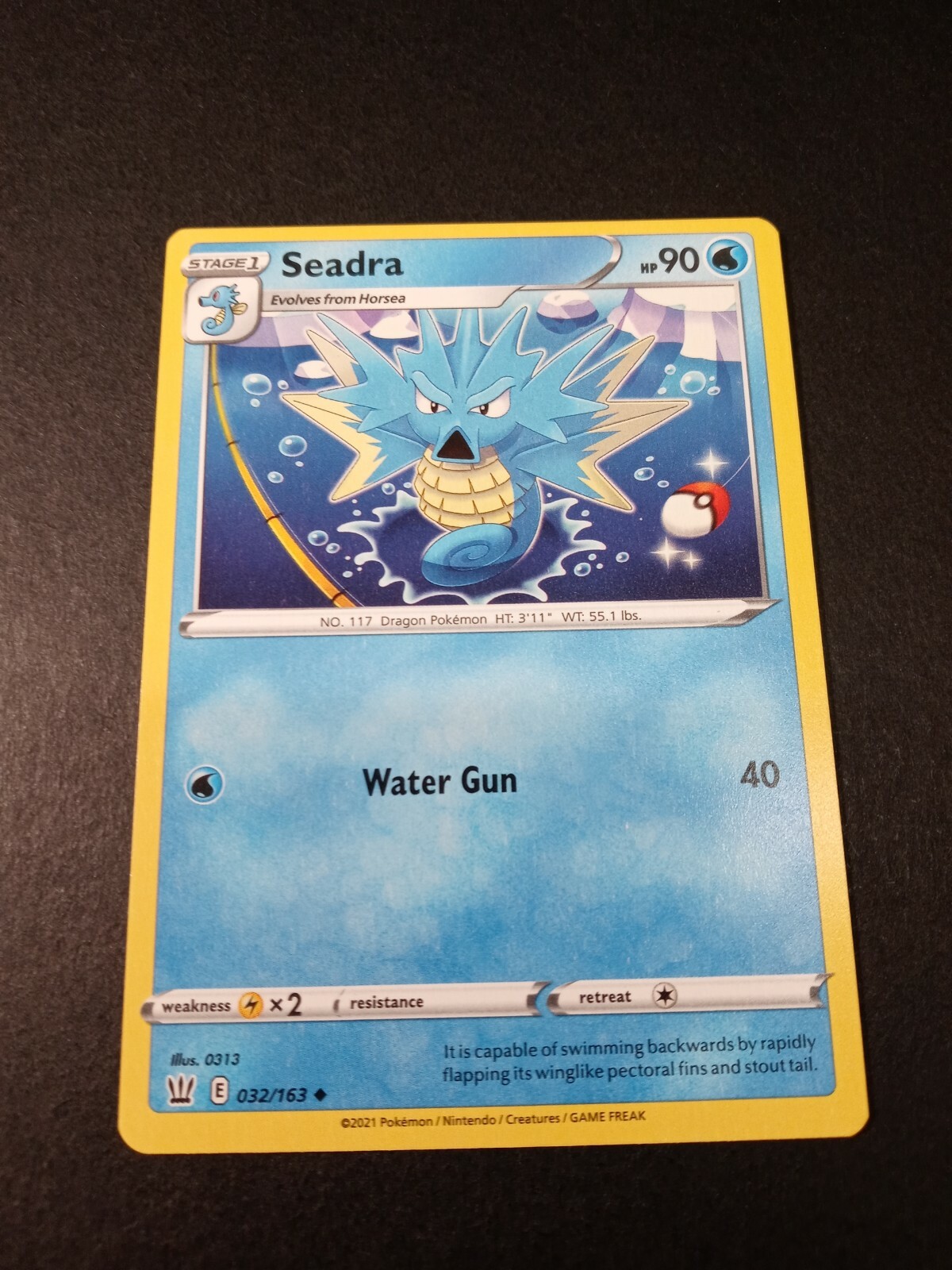 Pokemon Battle Styles Seadra Uncommon Card 032/163 NM