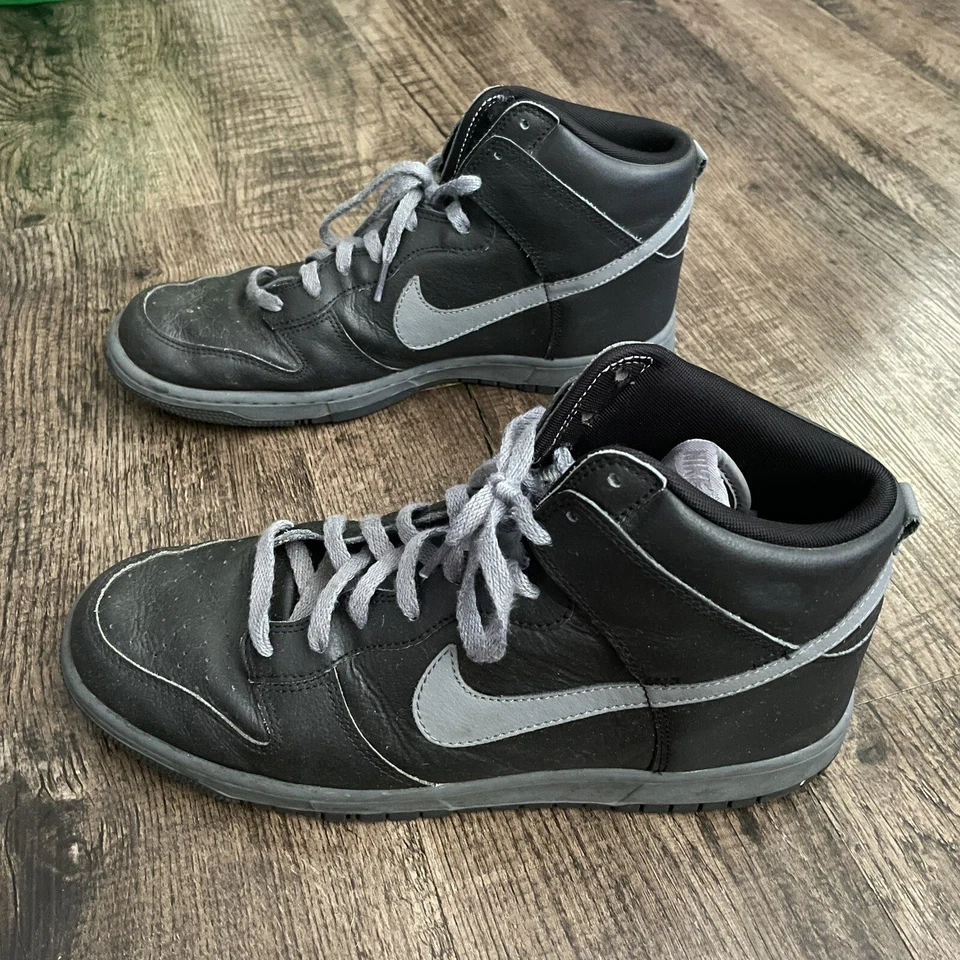 Nike Dunk High ID Negro Gris Swoosh Talla 12 Zapatos De Colección 2013 628303-991 Foto 3 de 4