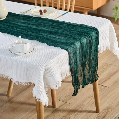 Semi-Sheer Gauze Table Runner Solid Color Tablecloth Table Cover Wedding Decor - Picture 26 of 27