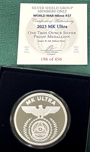 1oz 2023 MK Ultra Proof With COA + Box Silver Shield Top-secret CIA New Order - Picture 12 of 24