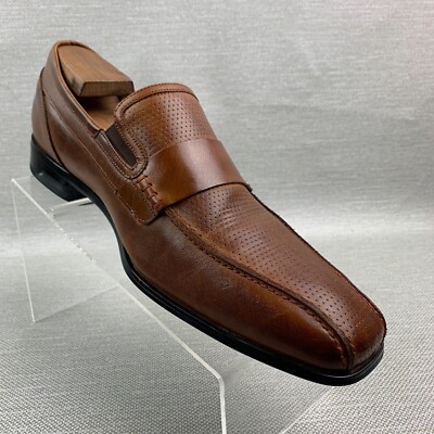 Stacy Adams Loafers Brown Leather Round Bike Toe Slip On  display picture 3