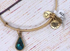 NEW Alex and Ani December Blue Simulate Zircon Birthstone Teardrop Gold Bracelet