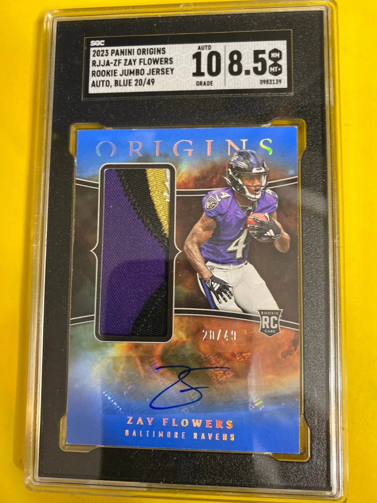 Zay Flowers Panini Origins Rookie Jumbo Jersey Autographs #RJJAZF Blue