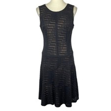 Anne Klein Dress Womens 4 Black Lace Overlay Nude Lined Sleeveless Stretch Party