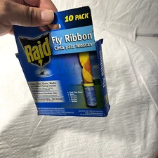2 RAID Fly Paper Insect Sticky Strips Ribbon Tape Catcher 9 in box missing 1