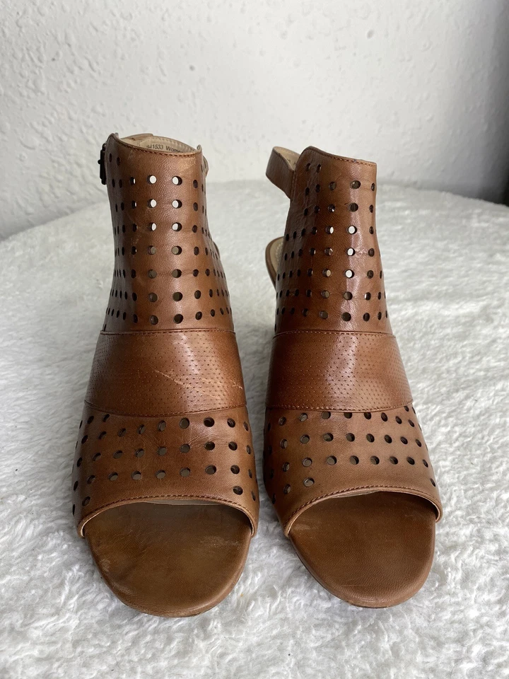 Johnston Murphy женщин Braley Perf каблук на танкетке коричневый кожаный ресницы размер 9,5 - Изображение 2 из 4