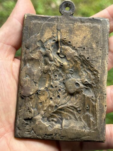 Bronze Hanging Plate - Penitent Mary Magdalene - Antique Cast Iron - Picture 5 of 15