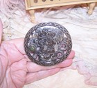 930 SILVER Onyx Mexico LG Round Pin Brooch | Aztec-Incan-Mayan Chief with Snake — photo 2