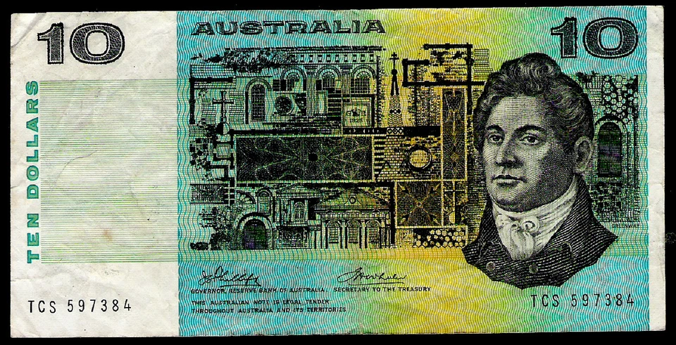 AUSTRALIA - 10 DOLLARS - P45a 1974 - PHILLIPS/WHEELER - TCS PREFFIX - VF - Image 2 of 2