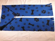 Paw Prints and Bones on Blue Fleece Scarf