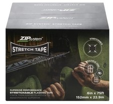 Huber ZIP System Linered Stretch Flashing Tape 6 " x 75' Composite Acrylic Black