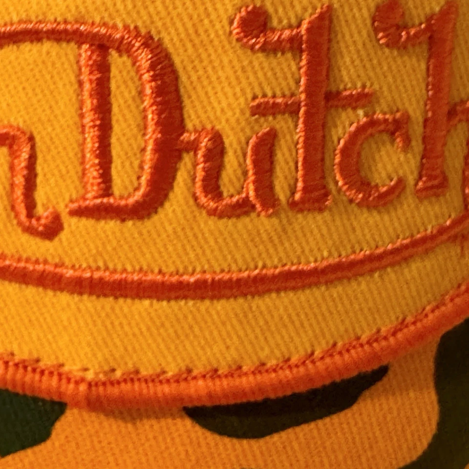 Raro sombrero de camionero Von Dutch naranja/amarillo camuflaje Snapback - ropa de calle Y2K nuevo sin etiquetas Foto 3 de 4