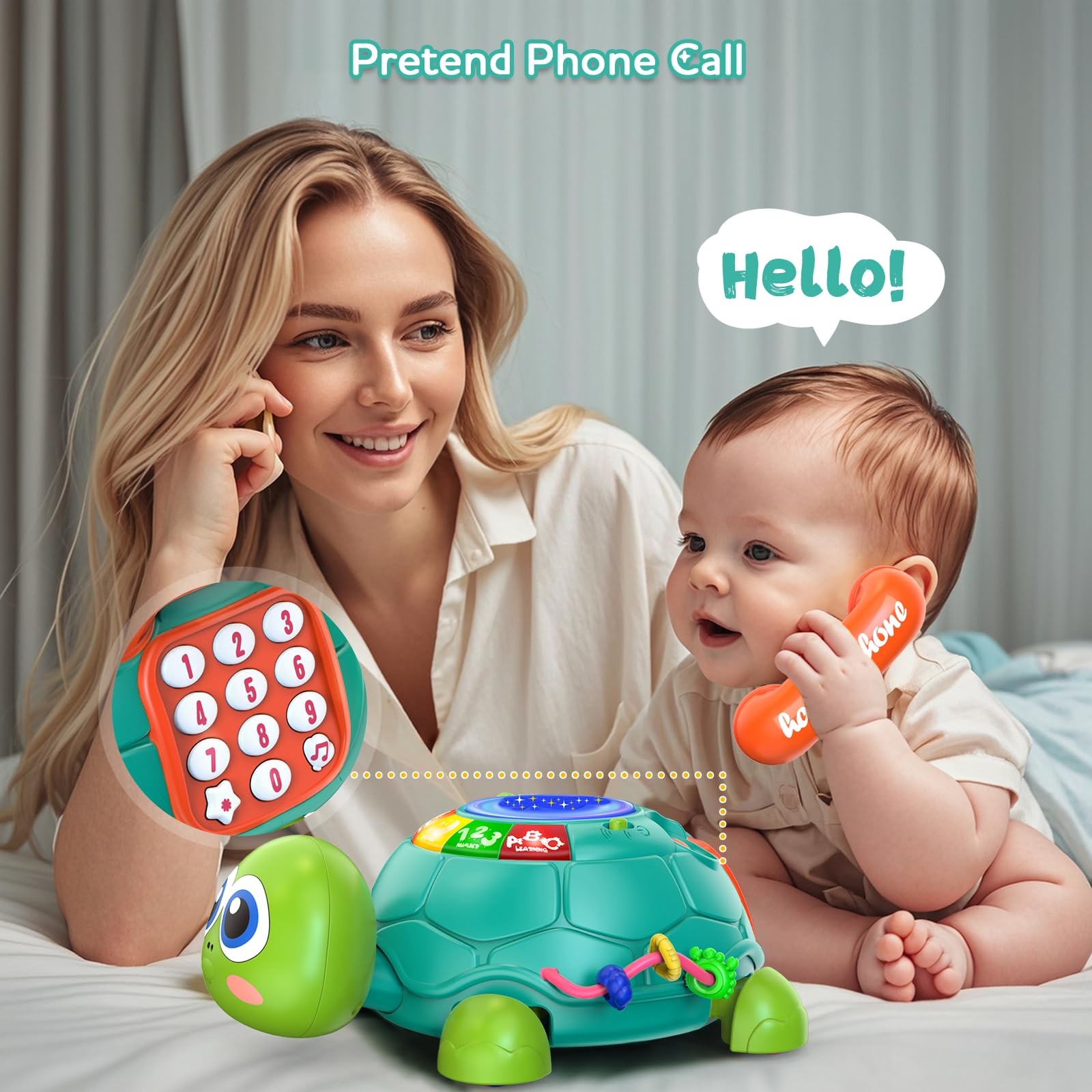 Baby Toys 6 - 12 Months, Musical Turtle Crawling Infant Toys, Early Learning ...