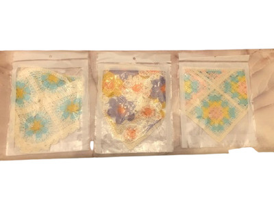 3Pcs Vintage Knitted Triangle Scarf Boho Bandana Hair Accessory Multi Color Gift