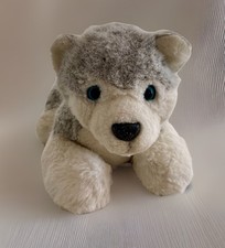 Realistic Husky Wolf Dog Plush Blue Eyes Stuffed Animal Toy Playful Approx 9  