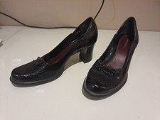 Nine West Two Step Womens Size 8 Brown Black Leather 3" Oxford dress Heels 0505