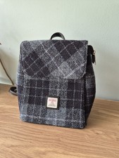 Glen Appin Harris Tweed Navy Blue Check 100% Wool Backpack Bag