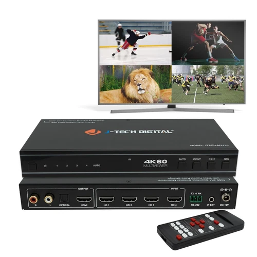 4x1 HDMI Multi-viewer & Seamless Switcher 4K 60Hz | 4 in 1 Out w/ 8 Display M...